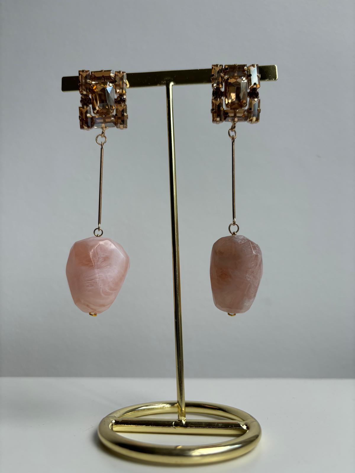 Pink stone earrings